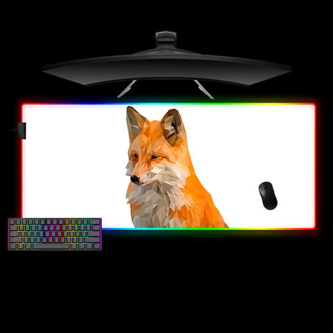 Low Poly Fox Design XXL Size RGB Light Gaming Mouse Pad, Computer Desk Mat