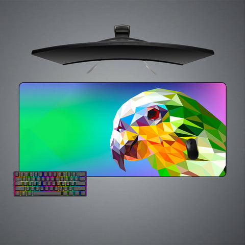Low Poly Green Parrot Design XL Size Gaming Mouse Pad, Computer Desk Mat