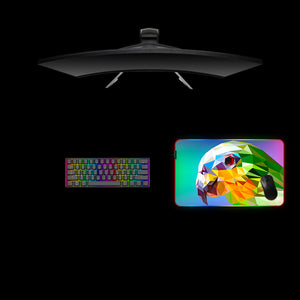 Low Poly Green Parrot Design Medium Size RGB Light Gaming Mouse Pad, Computer Desk Mat