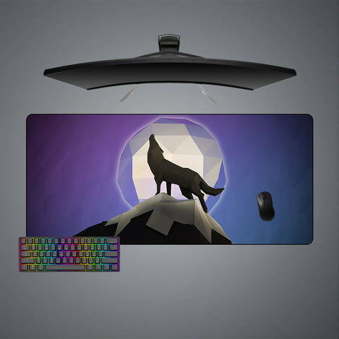 Low Poly Howling Wolf Design XXL Size Gaming Mouse Pad, Computer Desk Mat