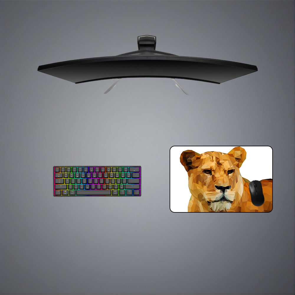 Low Poly Lion Design Medium Size Gaming Mouse Pad, Computer Desk Mat