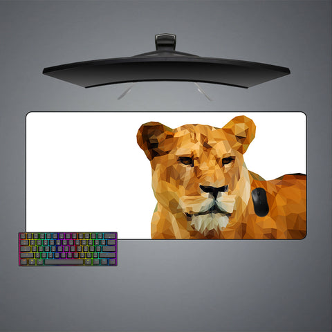 Low Poly Lion Design XL Size Gaming Mouse Pad, Computer Desk Mat