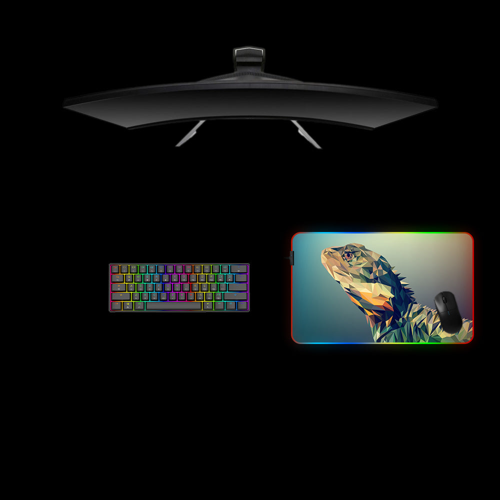 Low Poly Lizard Design Medium Size RGB Gaming Mouse Pad, Computer Desk Mat