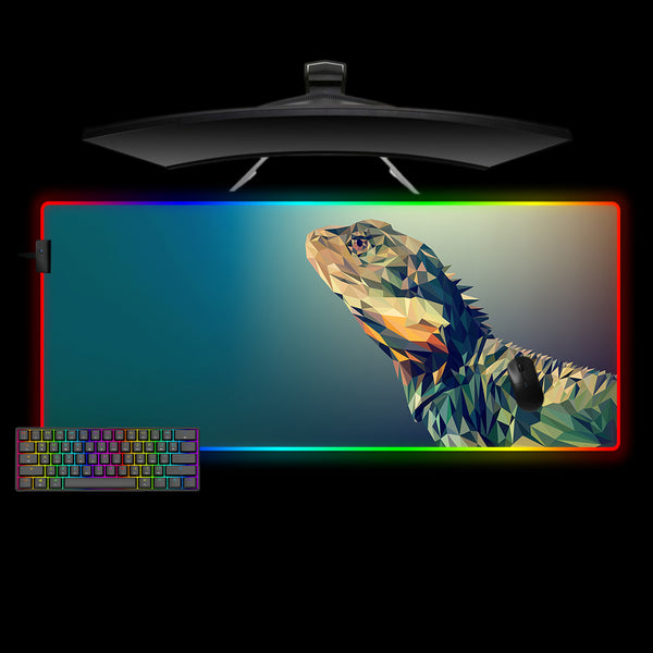 Low Poly Lizard Design XL Size RGB Gaming Mouse Pad, Computer Desk Mat