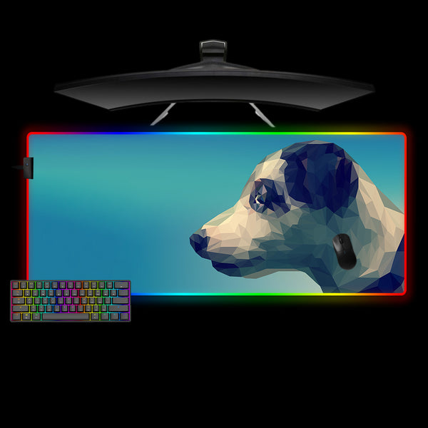 Low Poly Puppy Design Large Size RGB Lighting Gaming Mouse Pad, Computer Desk Mat