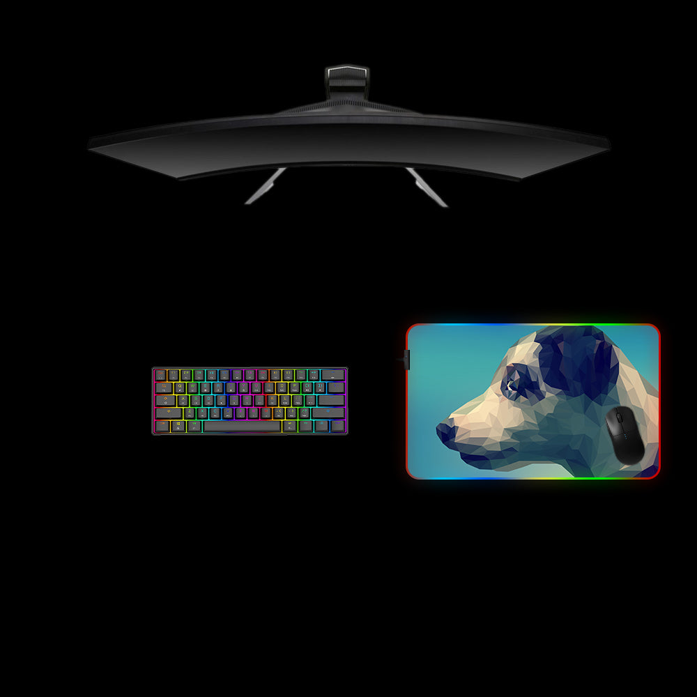 Low Poly Puppy Design Medium Size RGB Lighting Gaming Mouse Pad, Computer Desk Mat