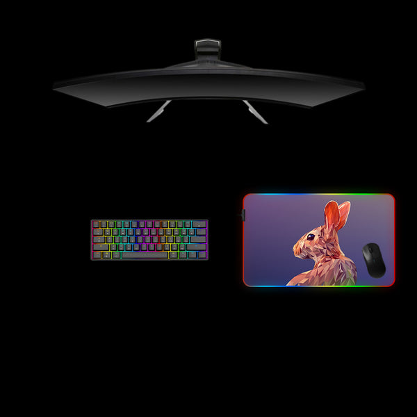Low Poly Rabbit Design Medium Size RGB Light Gaming Mouse Pad, Computer Desk Mat