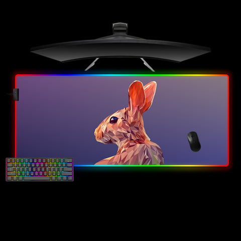 Low Poly Rabbit Design XXL Size RGB Light Gaming Mouse Pad, Computer Desk Mat