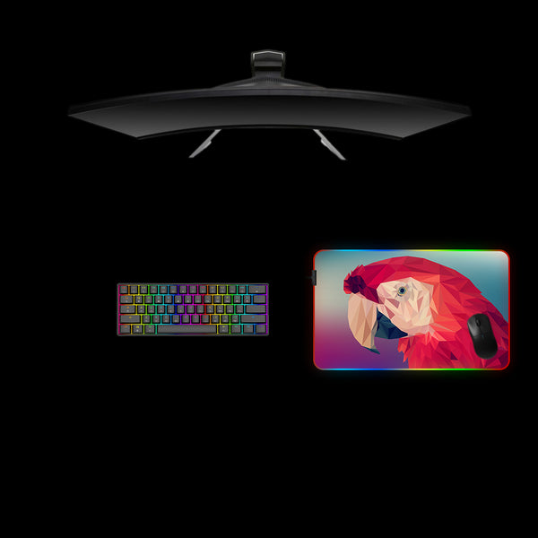 Low Poly Red Parrot Design Medium Size RGB Light Gaming Mouse Pad, Computer Desk Mat