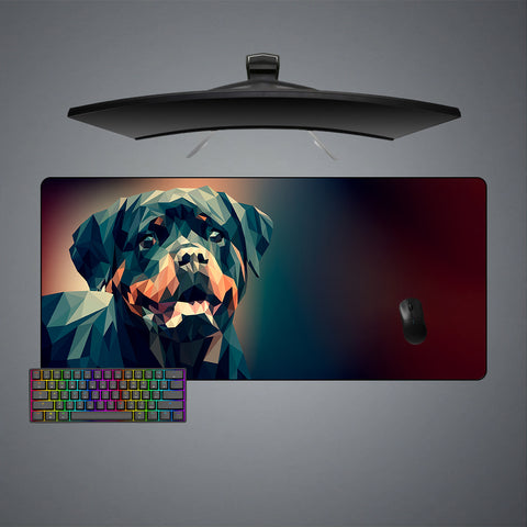 Low Poly Rottweiler Design XL Size Gaming Mouse Pad, Computer Desk Mat