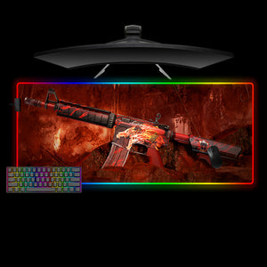 M4A4 Howl Design XL Size RGB Illuminated Gaming Mouse Pad, Computer Desk Mat