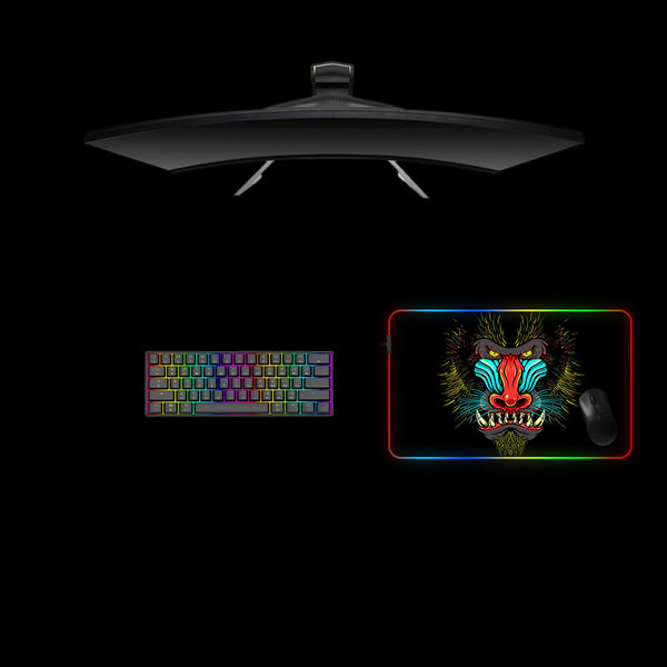 Mandrill Ape Design Medium Size RGB Light Gamer Mouse Pad, Computer Desk Mat