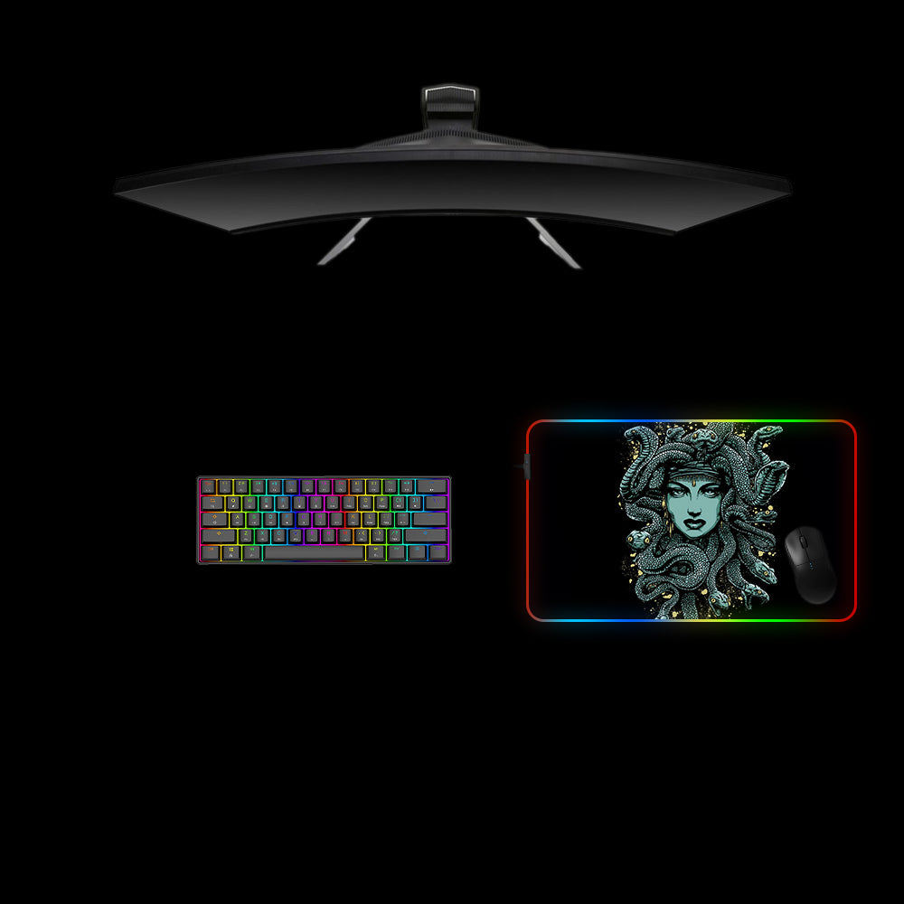 Medusa Design Medium Size RGB Lighting Gamer Mouse Pad, Computer Desk Mat