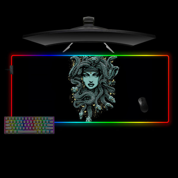 Medusa Design XXL Size RGB Lighting Gamer Mouse Pad, Computer Desk Mat