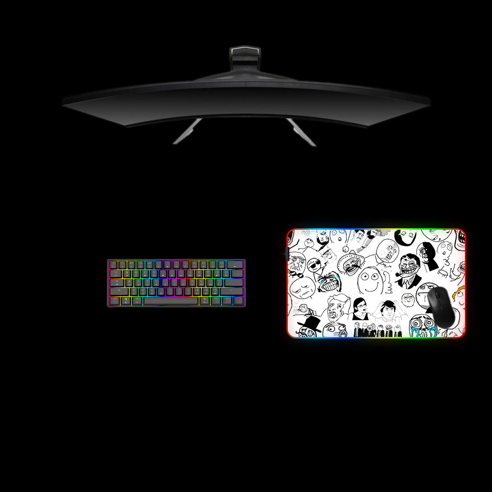 Meme Drawing Collection Design Medium Size RGB Light Gamer Mousepad