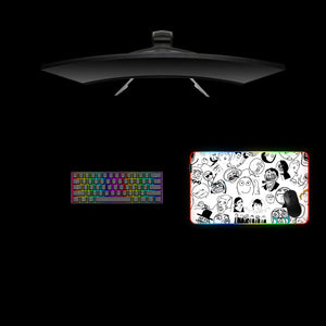 Meme Drawing Collection Design Medium Size RGB Light Gamer Mousepad