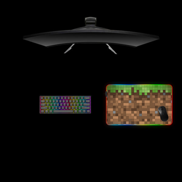 Minecraft Grass & Dirt Texture Design Medium Size RGB Lights Gamer Mouse Pad