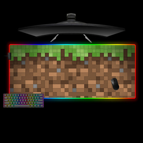 Minecraft Grass & Dirt Texture Design XXL Size RGB Lights Gamer Mouse Pad