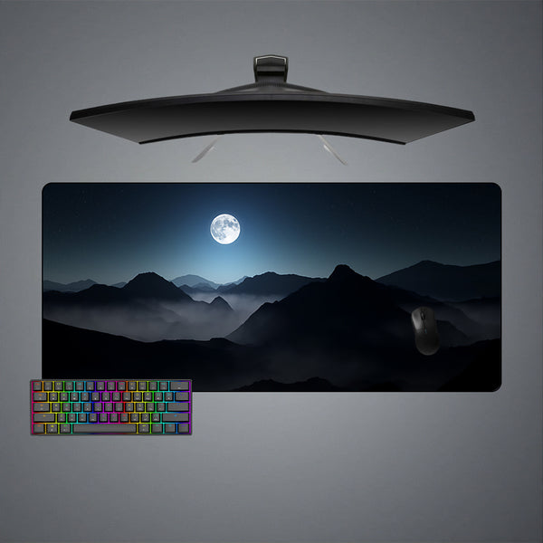 Misty Night Mountains Design XXL Size Gaming Mousepad, Computer Desk Mat