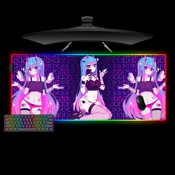Moneko Anime Girl Design XL Size RGB Lit Gamer Mouse Pad
