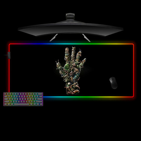 Monster Hand Design XL Size RGB Illuminated Gamer Mouse Pad, Computer Desk Mat