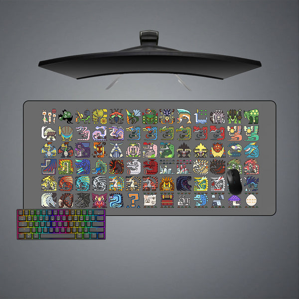 Monster Hunter Icons Design M-XXL Size Gaming Mouse Pad, Computer Desk Mat