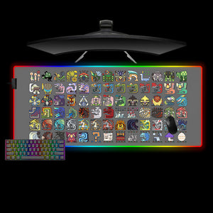 Monster Hunter Icons Design XXL Size RGB Light Gaming Mouse Pad