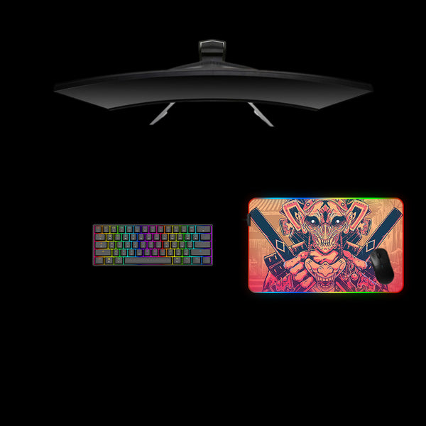 Monster Samurai Design Medium Size RGB Light Gaming Mousepad