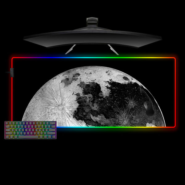 Moon Surface Design Large Size RGB Light Gamer Mouse Pad