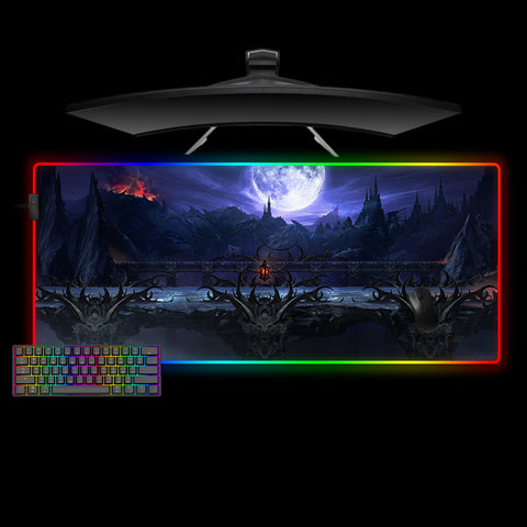 XXL size RGB illuminated gamer mouse pad with Mortal Kombat bridge stage printed design