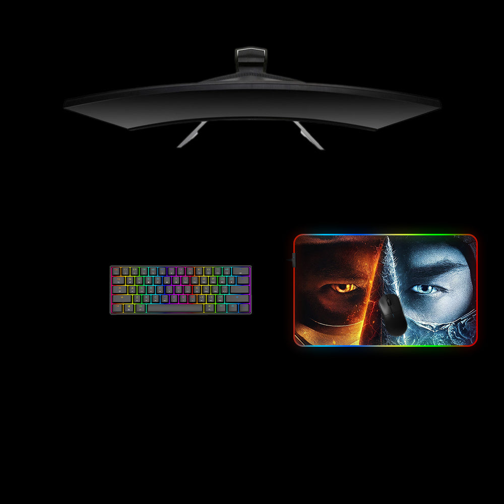 Scorpion & Sub-Zero Design Medium Size RGB Backlit Gaming Mouse Pad, Computer Desk Mat