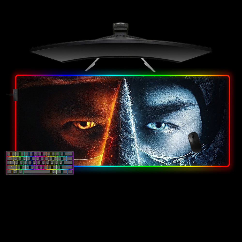 Scorpion & Sub-Zero Design XL Size RGB Backlit Gaming Mouse Pad, Computer Desk Mat