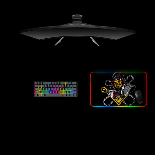 Medium size RGB lit gaming mousepad with Mortal Kombat Scorpion Chain printed design