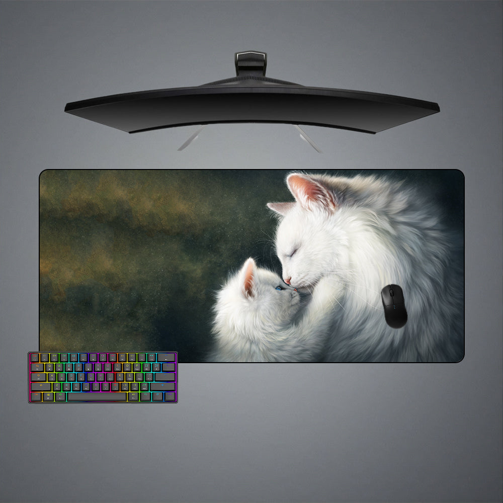 Mother Cat Design Large Size Gamer Mouse Pad, Computer Desk Mat