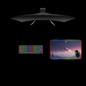 Mountains Minimalist Art Design Medium Size RGB Lit Gamer Mouse Pad, Computer Desk Mat