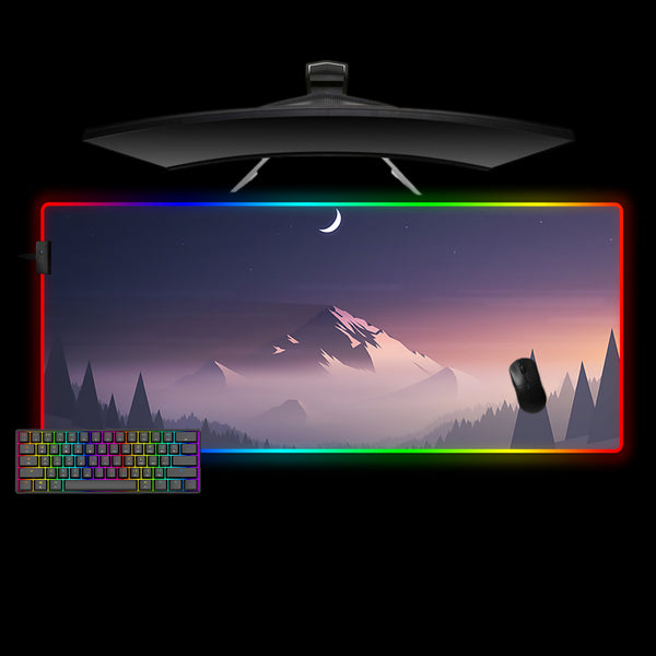 Mountains Minimalist Art Design XXL Size RGB Lit Gamer Mouse Pad, Computer Desk Mat