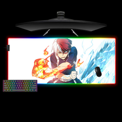 Todoroki Ice & Flame Design XXL Size RGB Lit Gamer Mouse Pad