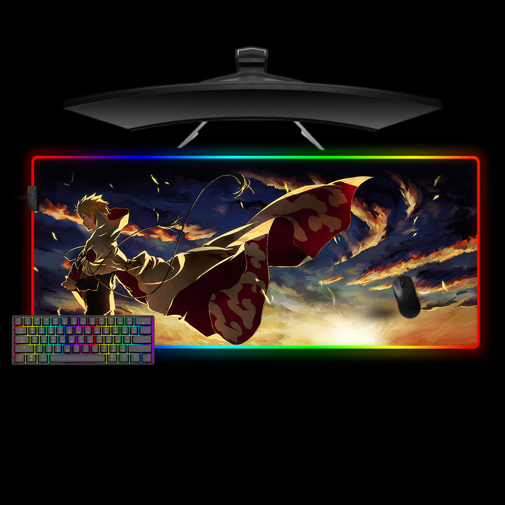 Naruto Alone Design Large Size RGB Illuminated Gaming Mouse Pad, Computer Desk Mat