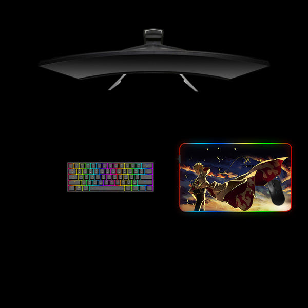 Naruto Alone Design Medium Size RGB Illuminated Gaming Mouse Pad, Computer Desk Mat