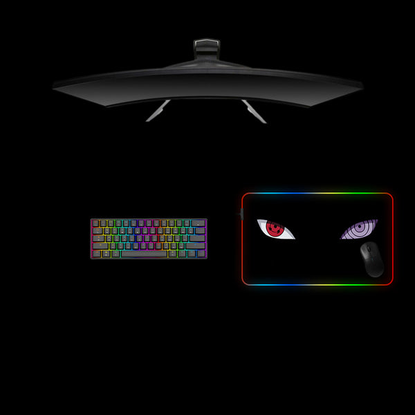 Naruto Eyes Design Medium Size RGB Backlit Gaming Mouse Pad, Computer Desk Mat