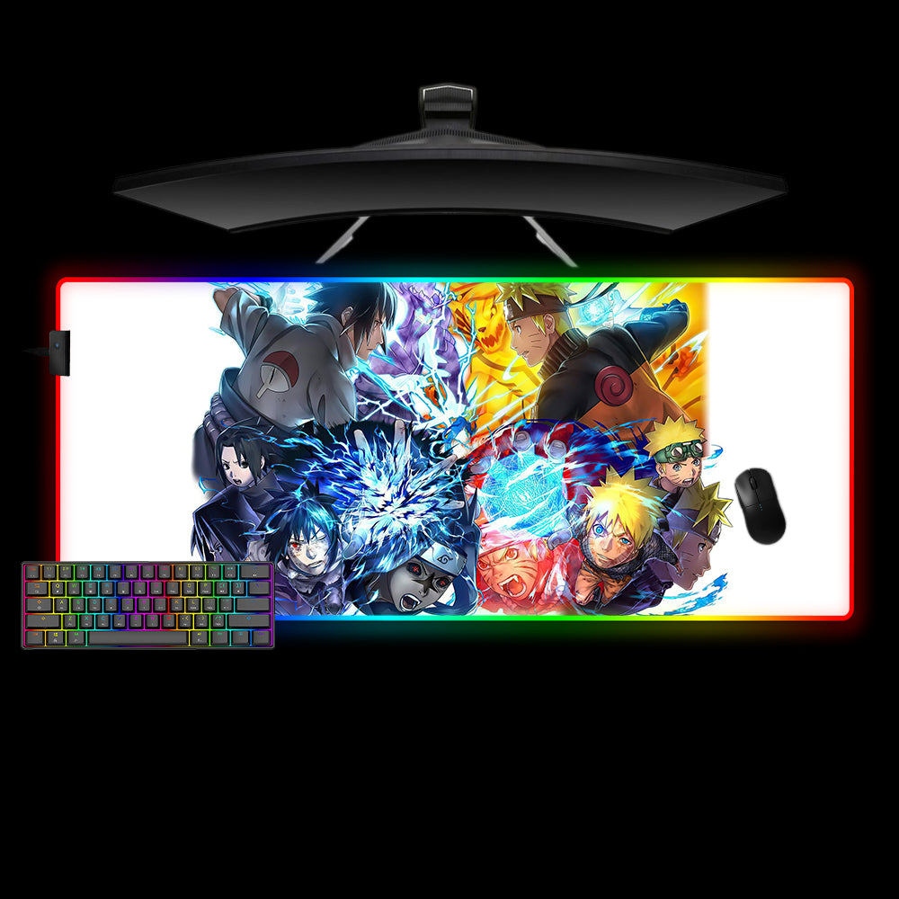 Naruto Ninja Techniques Design Large Size RGB Illuminated Gaming Mouse Pad, Computer Desk Mat