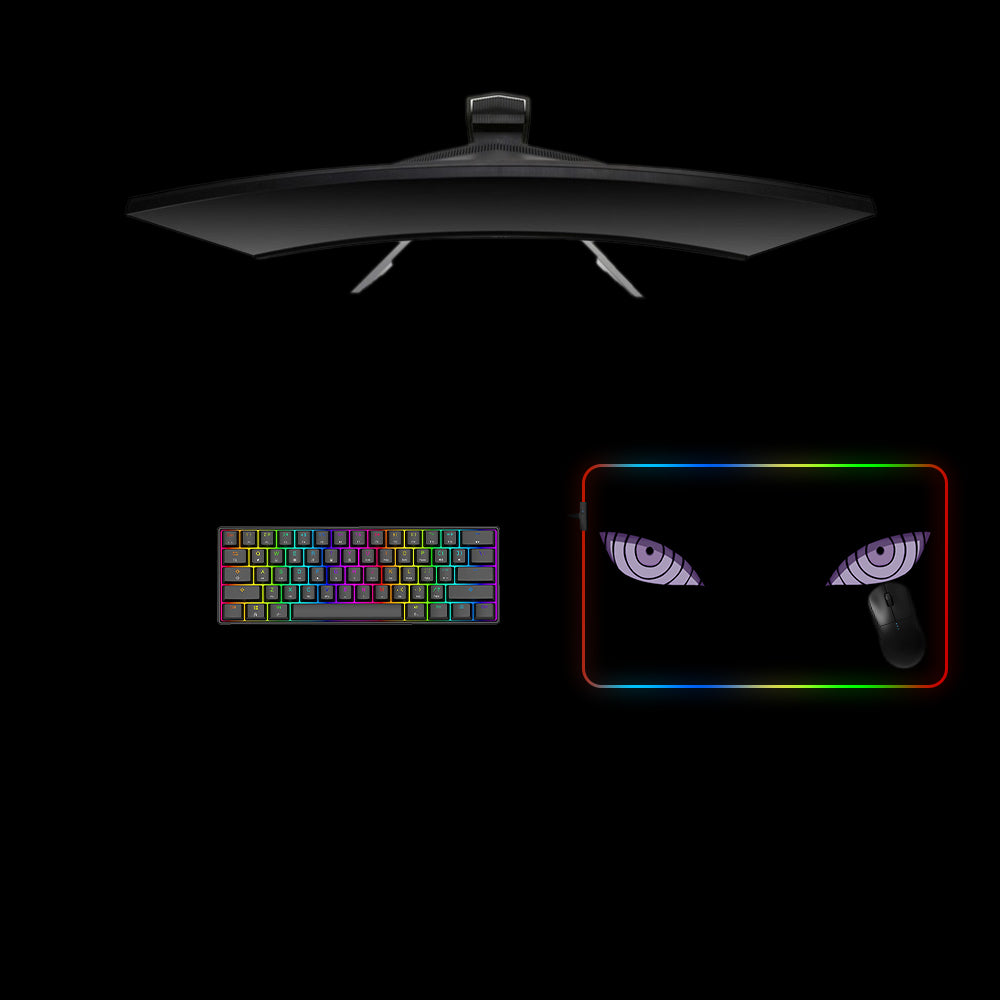 Naruto Rinnegan Eyes Design Medium Size RGB Backlit Gaming Mouse Pad, Computer Desk Mat