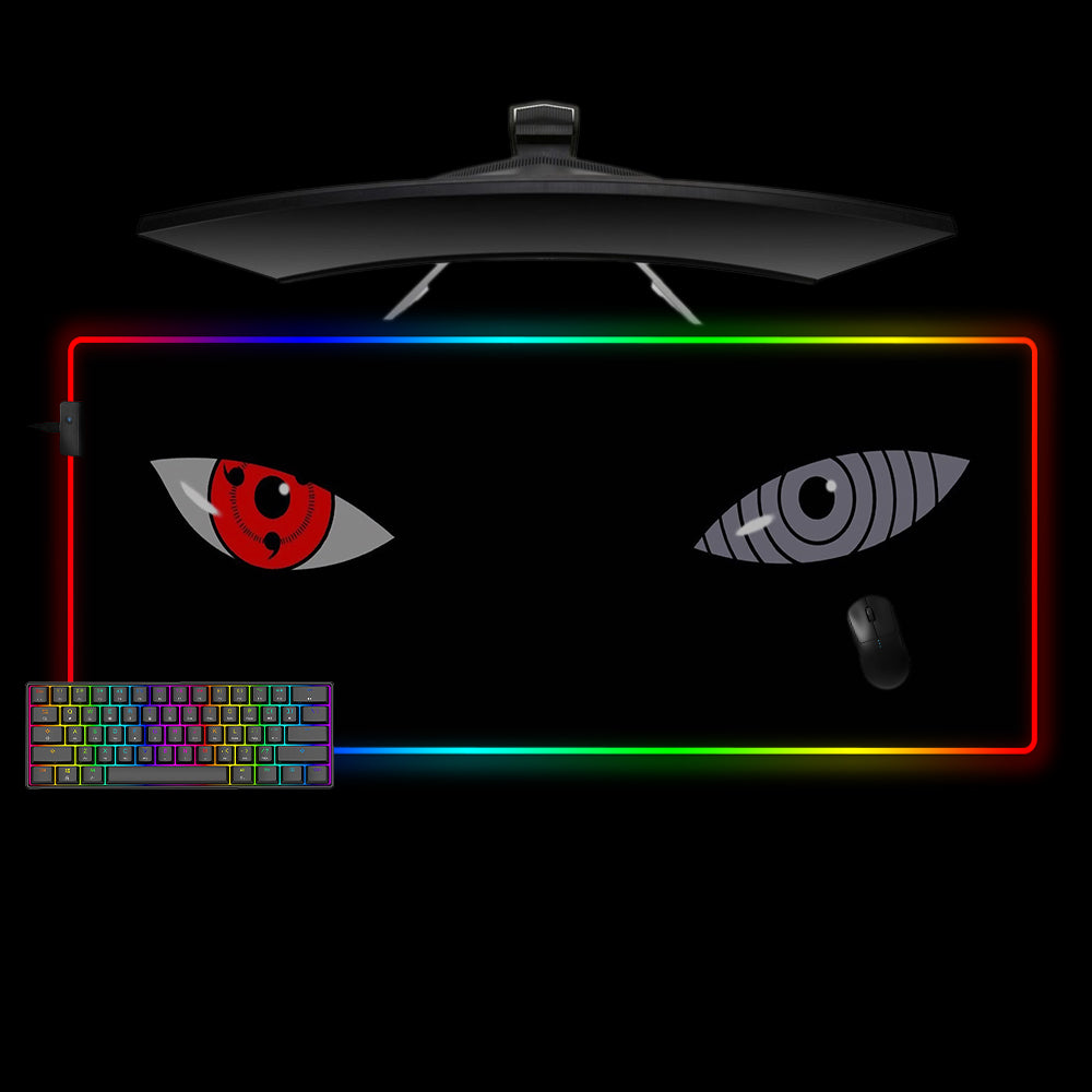 Naruto Sharingan & Rinnegan Design XL Size RGB Backlit Gaming Mouse Pad, Computer Desk Mat