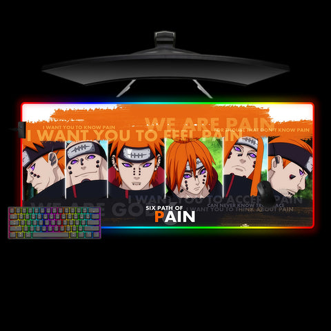 Naruto Six Paths of Pain Design XL Size RGB Gaming Mouse Pad, Computer Desk Mat