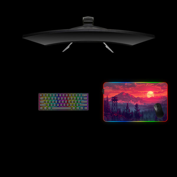 Nature Watch Tower Design Medium Size RGB Backlit Gaming Mouse Pad