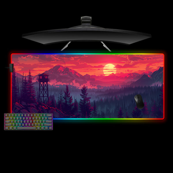 Nature Watch Tower Design XXL Size RGB Backlit Gaming Mouse Pad