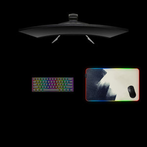 Navy Blue & Beige Paint Design Medium Size RGB Lit Gaming Mouse Pad