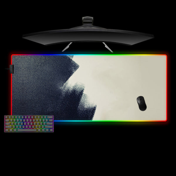 Navy Blue & Beige Paint Design XXL Size RGB Lit Gaming Mouse Pad