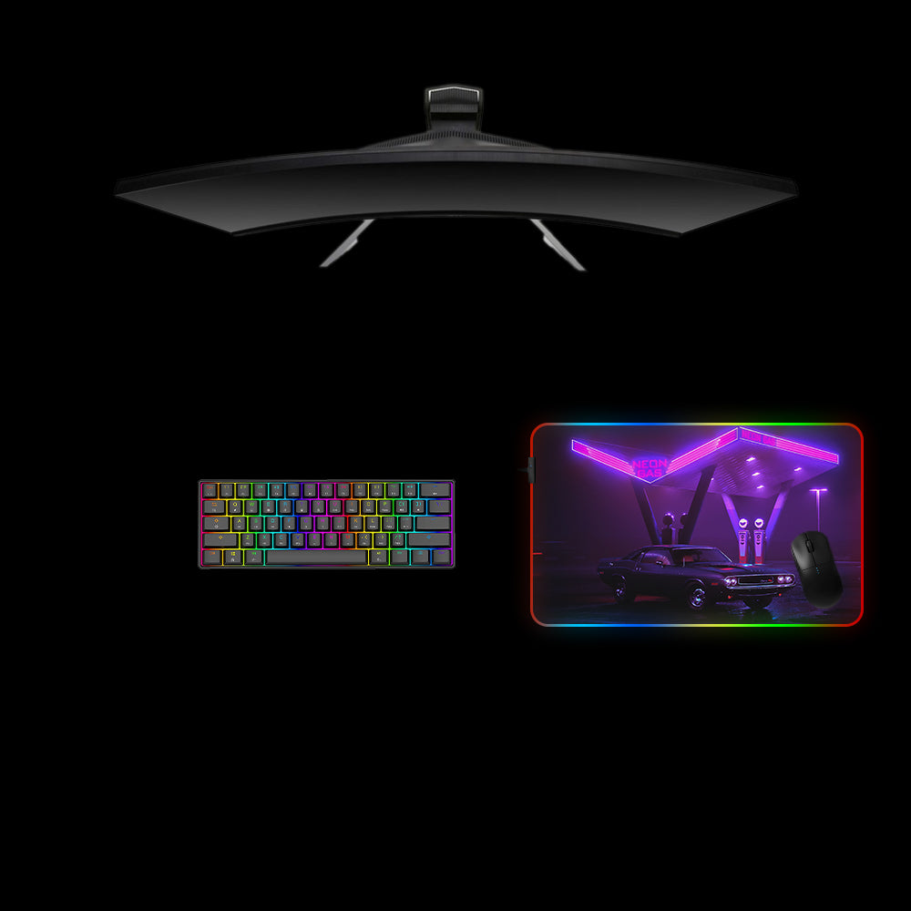 Neon Gas Design Medium Size RGB Lit Gaming Mouse Pad