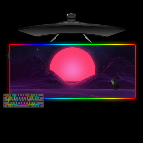 Neon Sun Design XXL Size RGB Light Gaming Mouse Pad